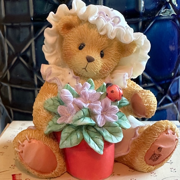 Cherished Teddies Violet Blessings Bloom When You Are Near 1995 Figurine w/Box - Picture 1 of 7